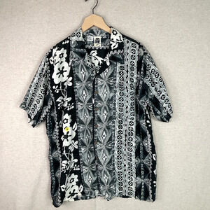 Vintage Kennington Mens Y2K Hawaiian Print Button Up Shirt Size L Beach Tropical